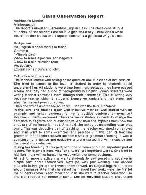 Ciri-ciri laporan observasi yang baik