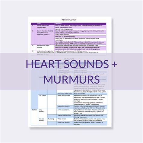 Chart Of Heart Murmurs