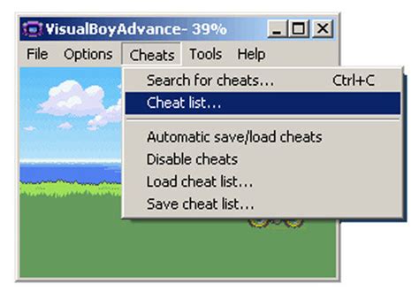 cheat codes for visual boy advance
