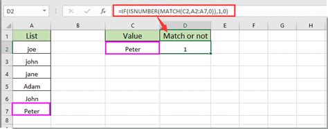 check if something is in a list in excel