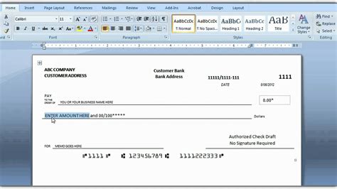 check print format in word