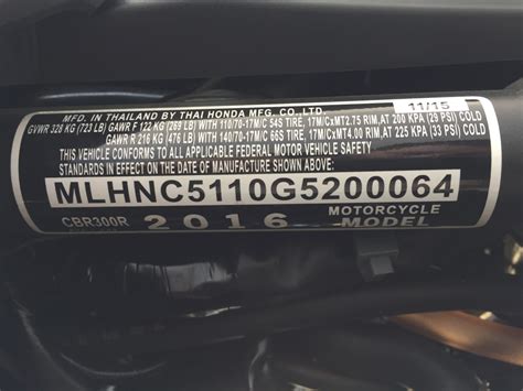 Checking motorcycle VIN