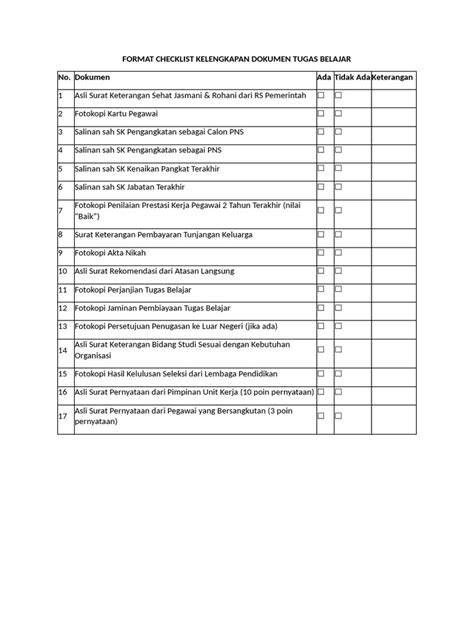 checklist belajar