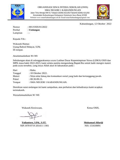Checklist before sending official letter