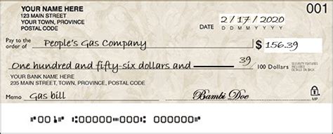 cheque write example