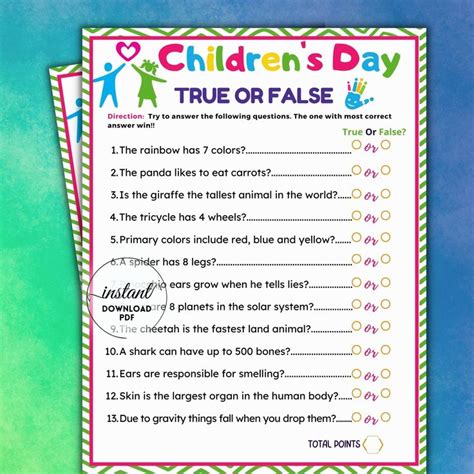 children's day quiz questions and answers in english pdf