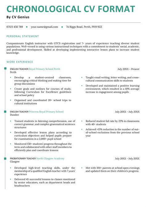 chronological cv