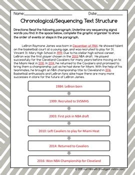 chronological order text structure passages