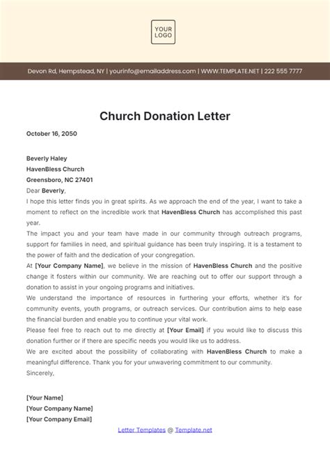 church donation request letter template word