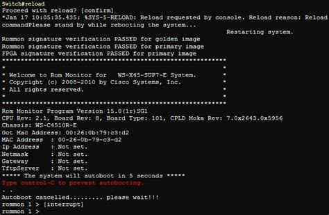 cisco switch rommon mode commands