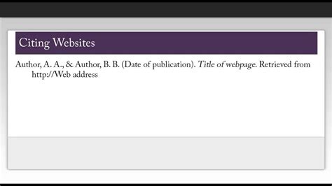 citing a website in apa format in text
