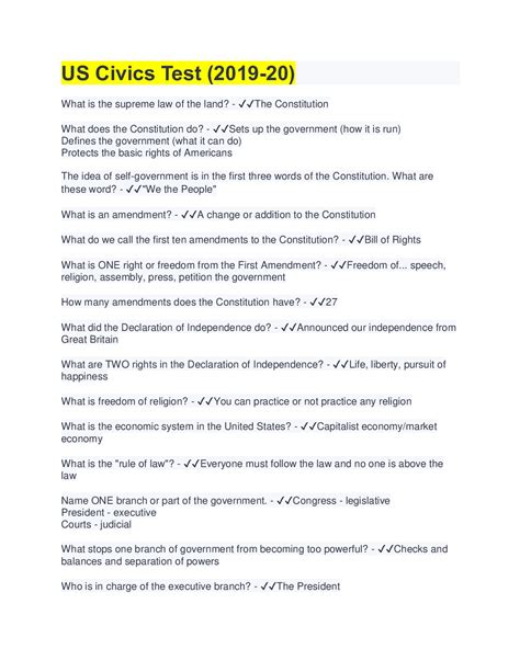 civics test questions and answers