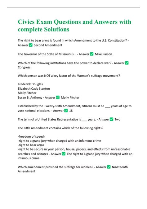 civics test questions and answers pdf