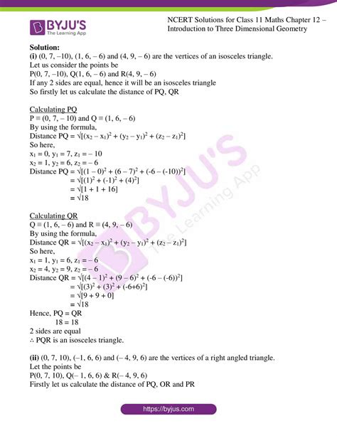 class 11 introduction to 3d geometry solutions