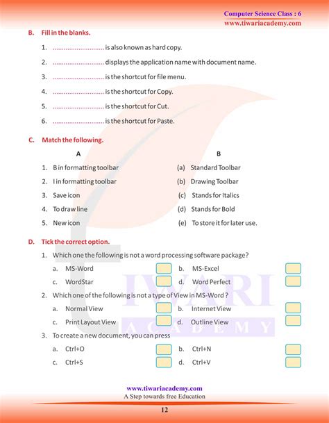 class 6 computer answers