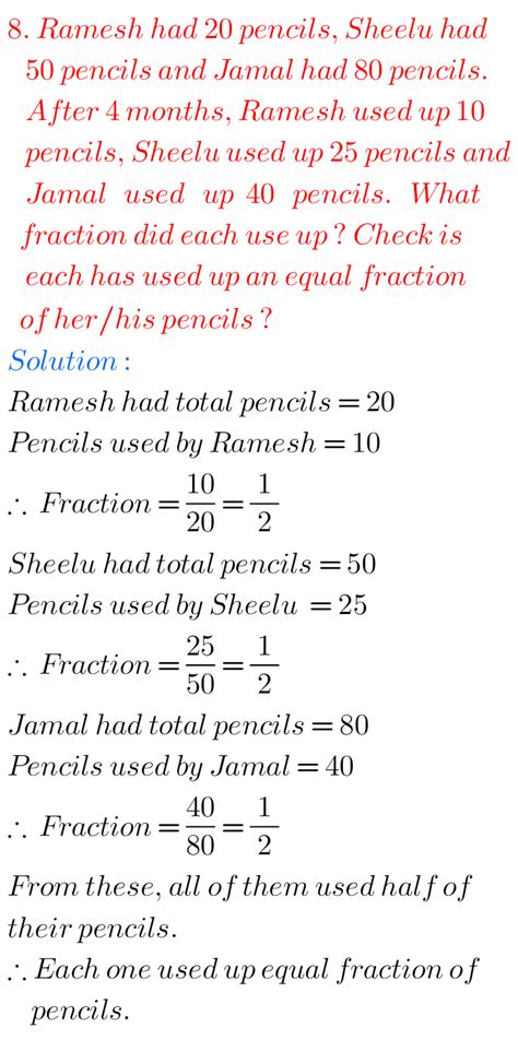 class 6 fractions solutions
