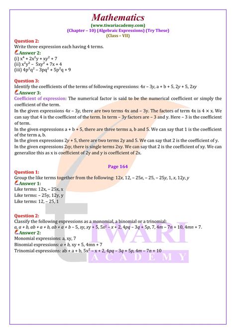 class 7 chapter 10 algebraic expressions exercise 10.1 solutions