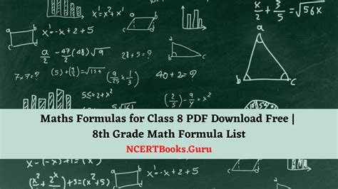 class 8 maths formulas list
