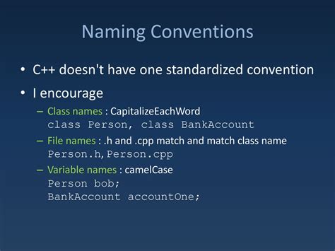 class naming conventions c++