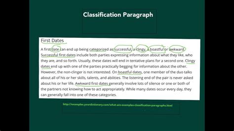 classification text type paragraph example