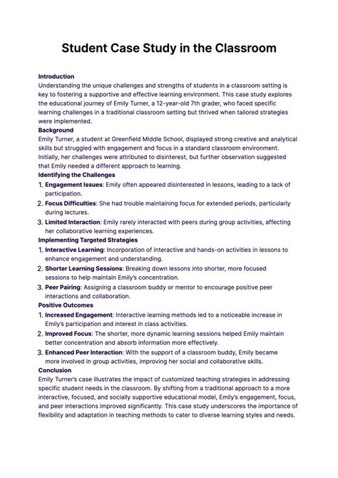 classroom case study examples