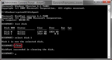 clean all command in diskpart