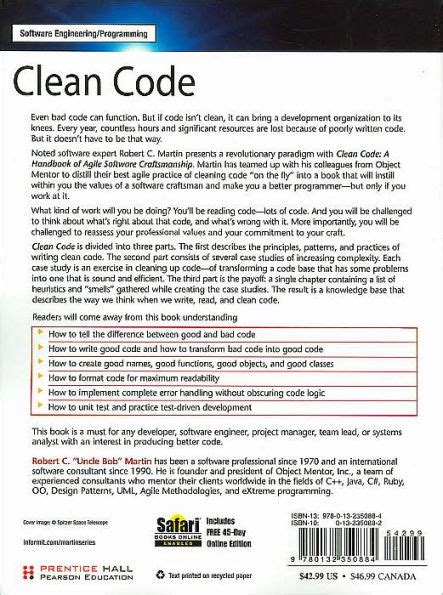 clean code a handbook of agile software craftsmanship table of contents