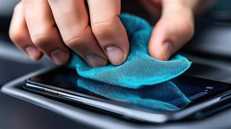 Cleaning Phone Screen with Microfiber