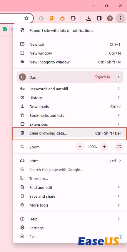 clear browsing data on facebook