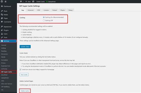 clear cache plugin wordpress