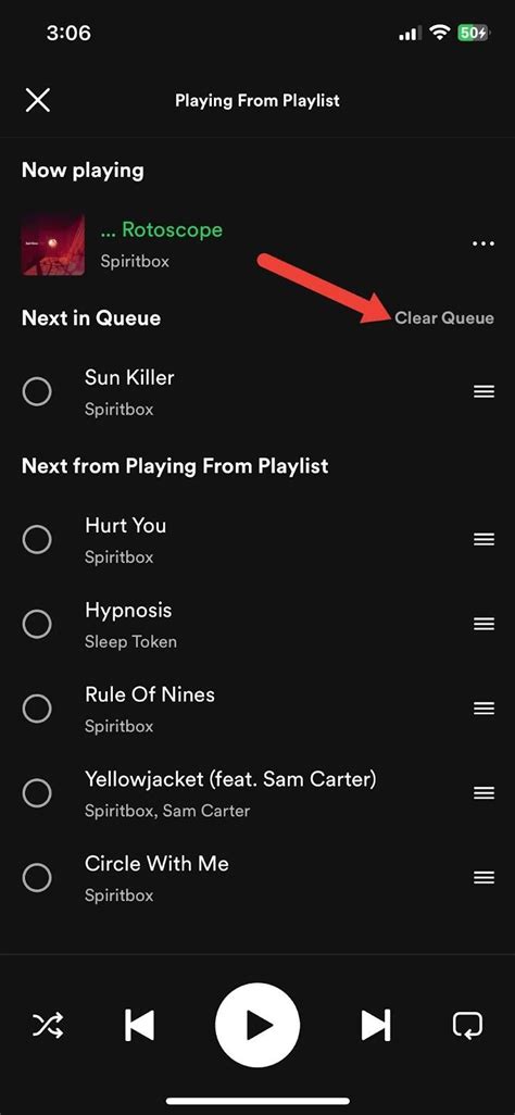 clear queue spotify