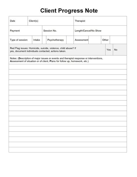 client progress notes sample