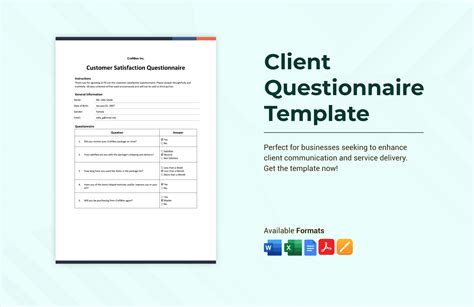 client questionnaire template excel