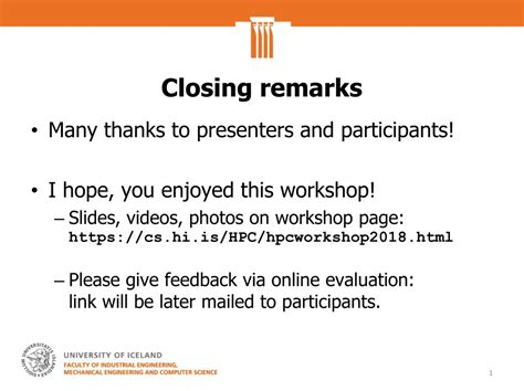 closing remarks for a presentation