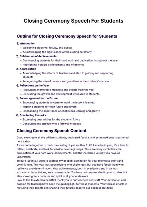 closing statement examples for speech