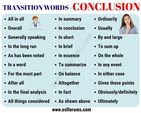 closing transition words examples