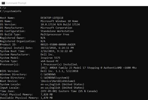 cmd prompt computer info