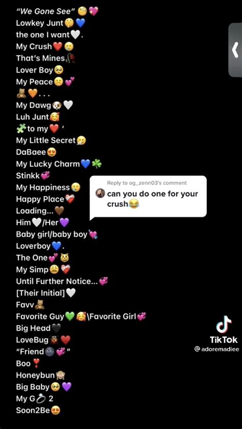 code names for a boy crush