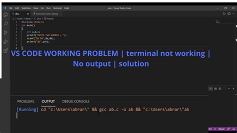 code not running in vs code