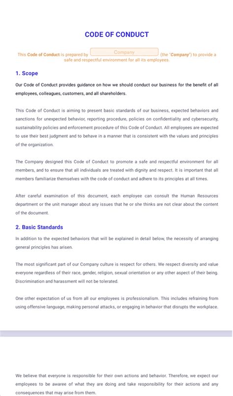 code of conduct short note