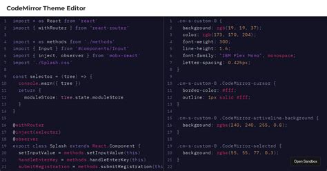 codemirror theme css