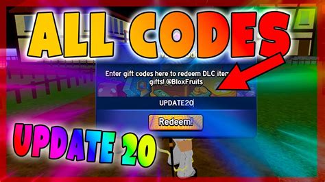 codes for roblox blox fruits update 20