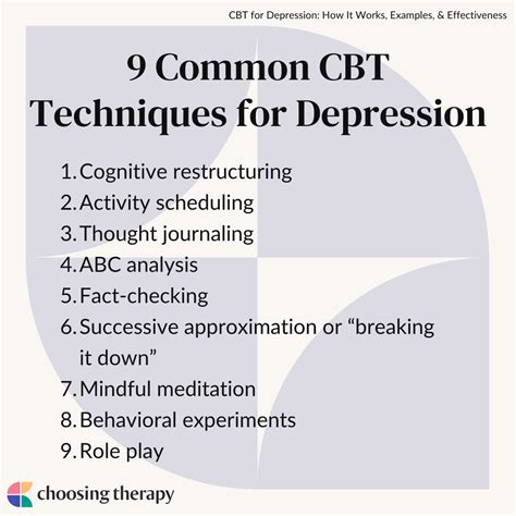 cognitive behavioral techniques for depression