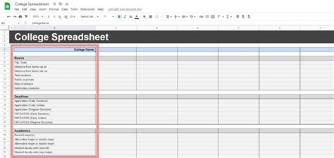 College Spreadsheet Template Reddit
