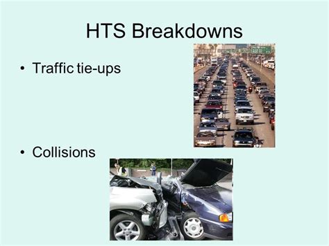 collisions and traffic tie ups are examples of what in the hts