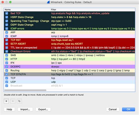 color code for wireshark