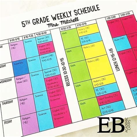 color coded weekly schedule template