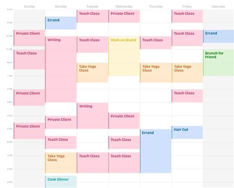 color coding schedule today