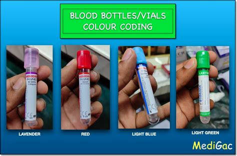 colour coding of blood sample bottles