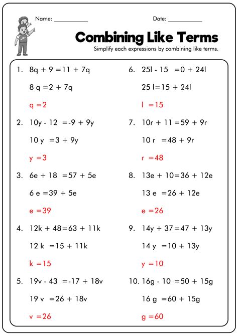 combining like terms questions and answers